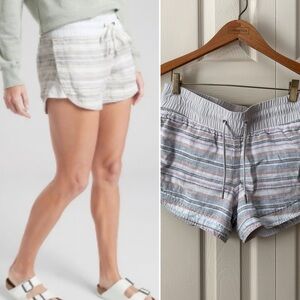 Athleta Cabo Striped Beachside Linen Shortie Shorts 🩷